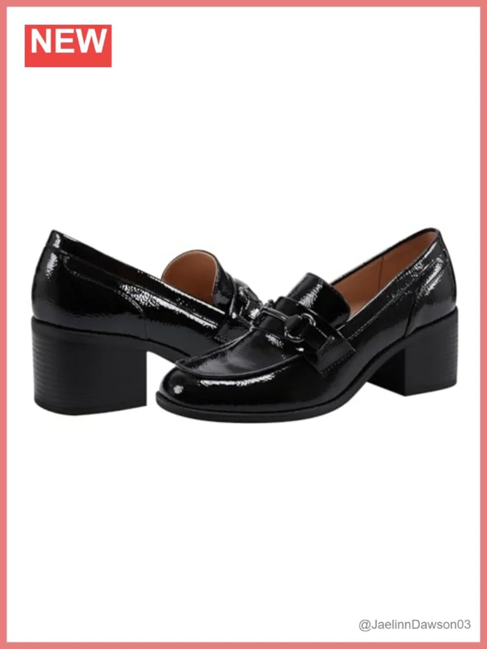 Faux Patent Leather Square Toe Loafer Block Heel Slip-On Women's Shoes